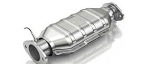Catalytic converter removed from a vehicle exhaust system.