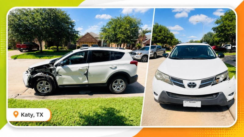 Carro chocado en Katy TX comprado por Junk Car Buyers R-Us